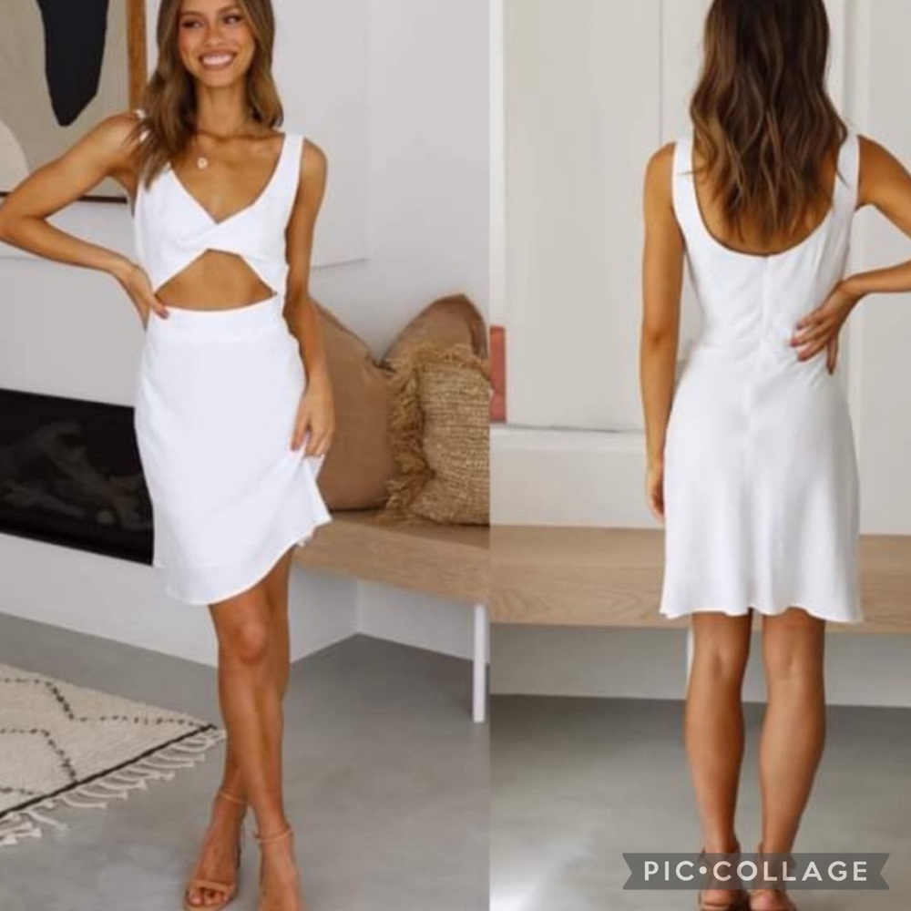 Petal & Pup White Front Twist Cutout Mini Dress - Picture 3 of 6